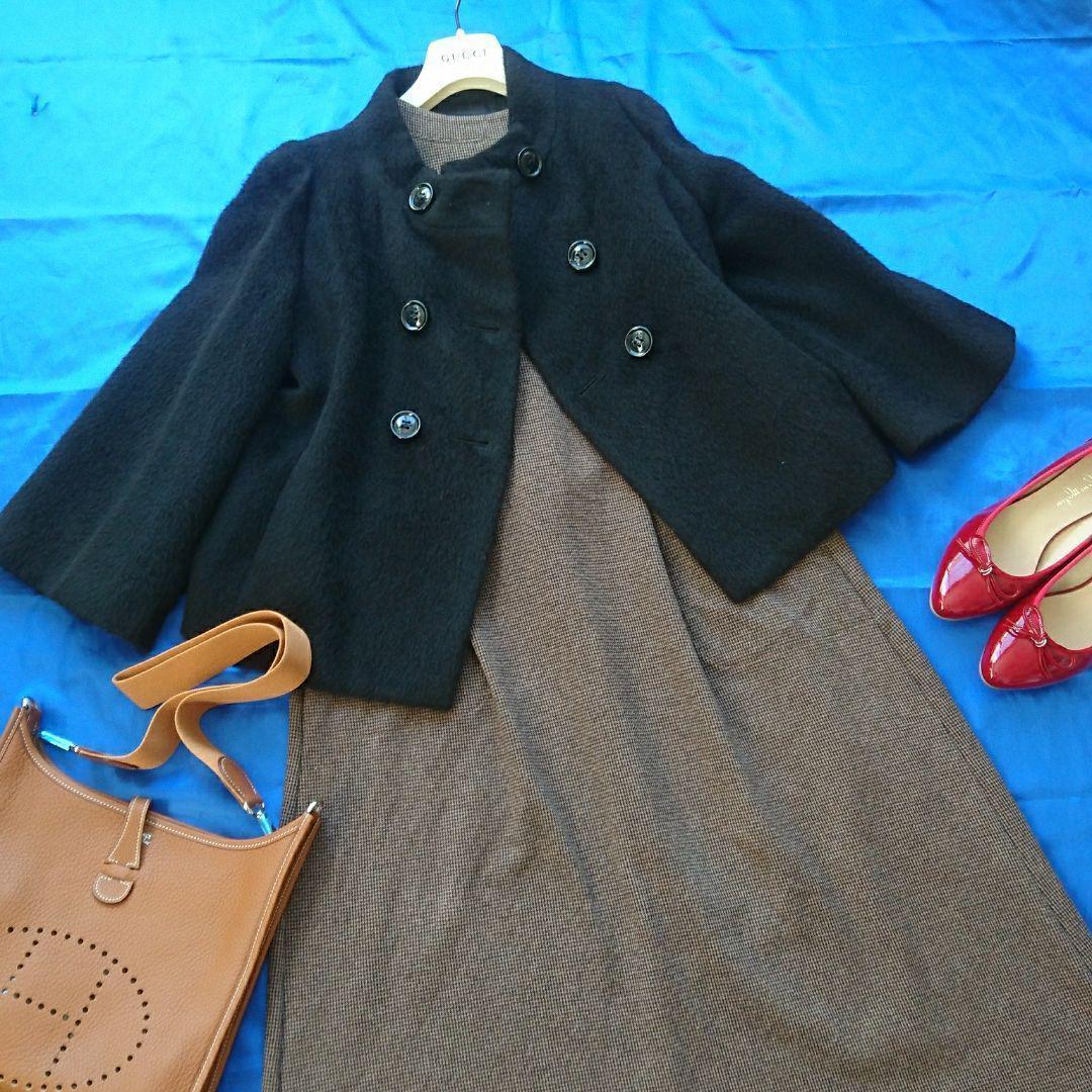 大人キュート♪ボールジィBALLSEY ふわふわアルパカシャギージャケット黒