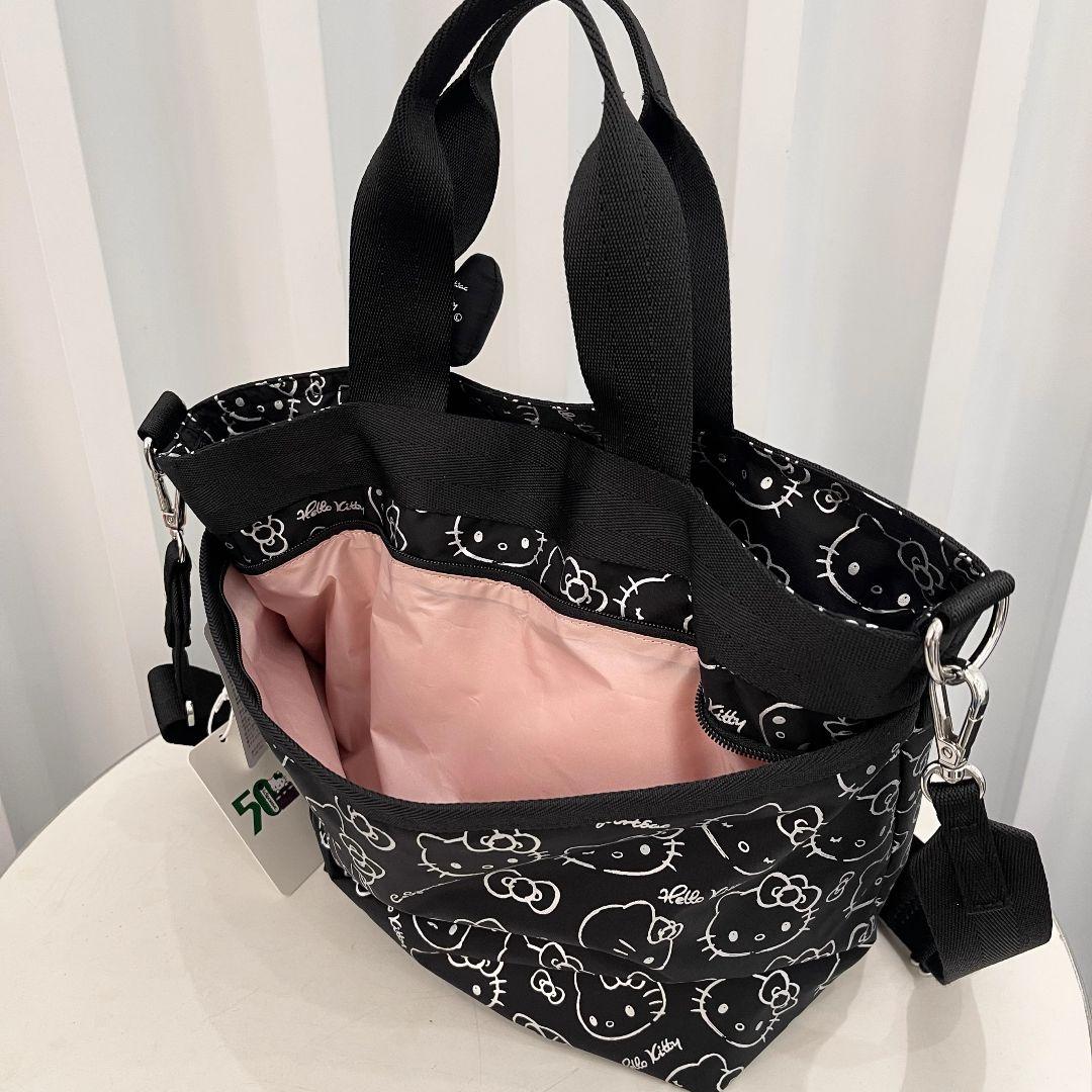 レスポートサック ハローキティ ブラック ショルダーバッグ リボン結び