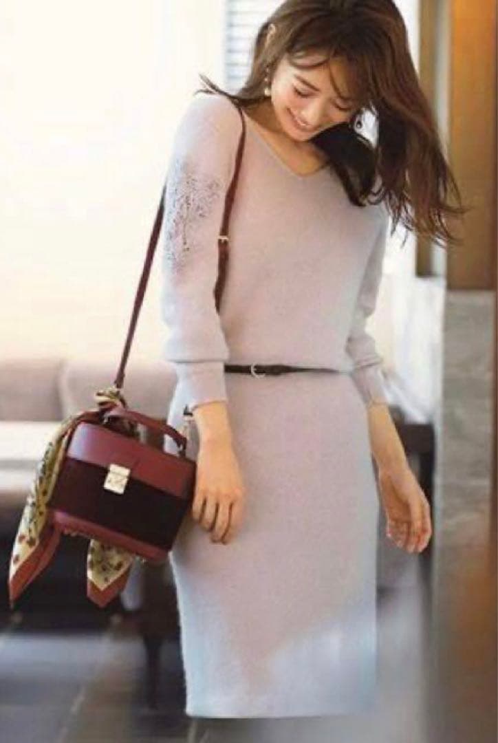 新品アプワイザーリッシェ 袖刺繍アンゴラニットワンピース - メルカリ