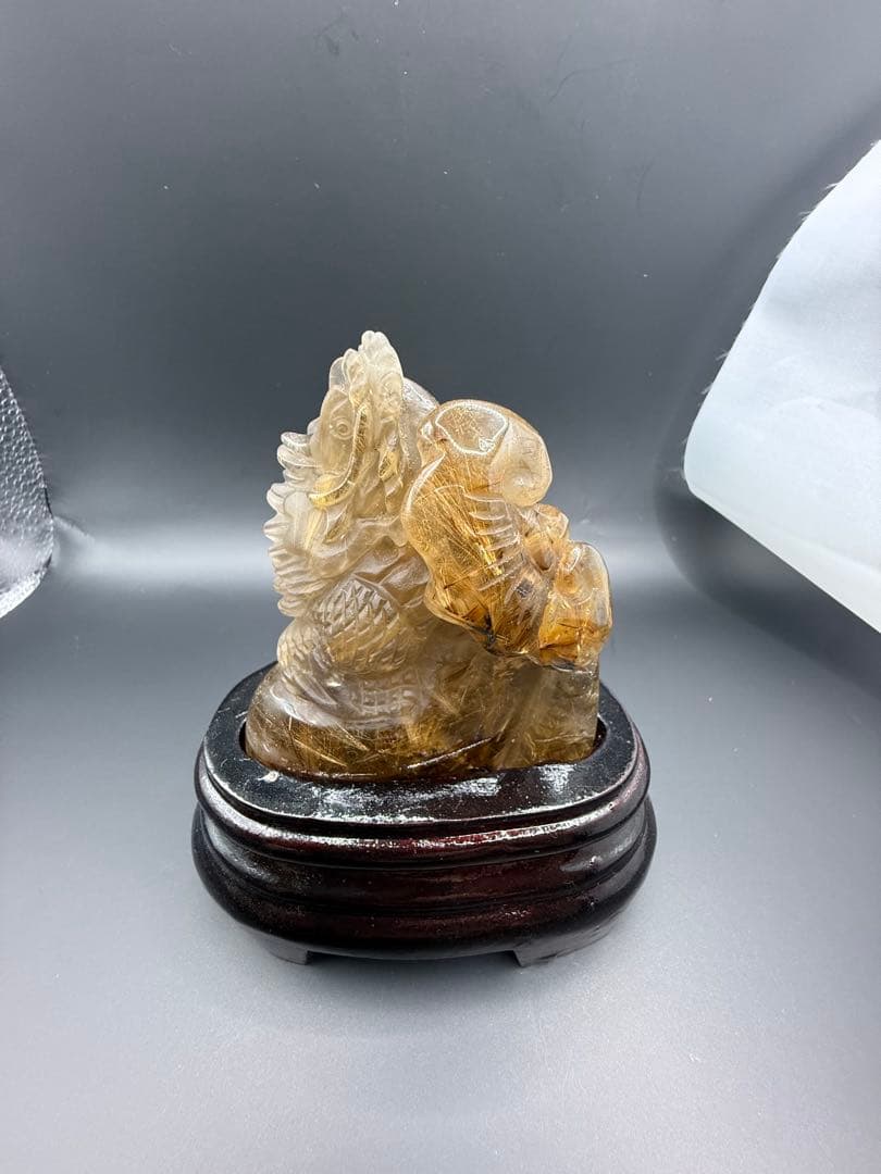 ルチルクォーツ　彫刻龍 ルチルクォーツ 龍彫刻