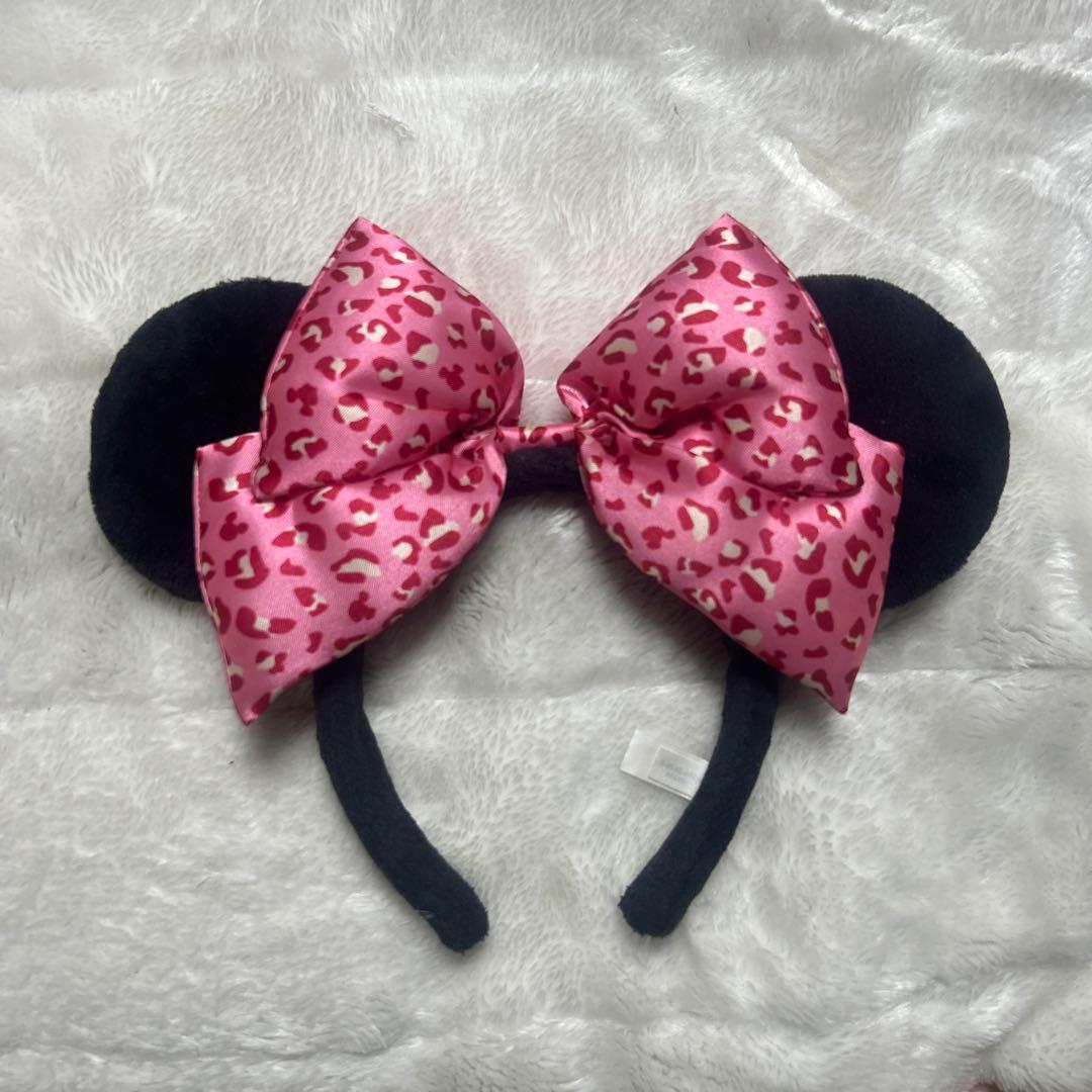 ディズニー カチューシャ ピンク ヒョウ柄 レア リボン Jk - メルカリ