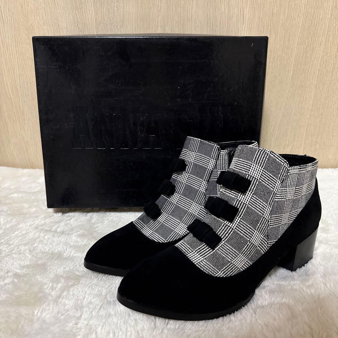 新品・未使用】ANNA SUI スエード チェック ブーティ