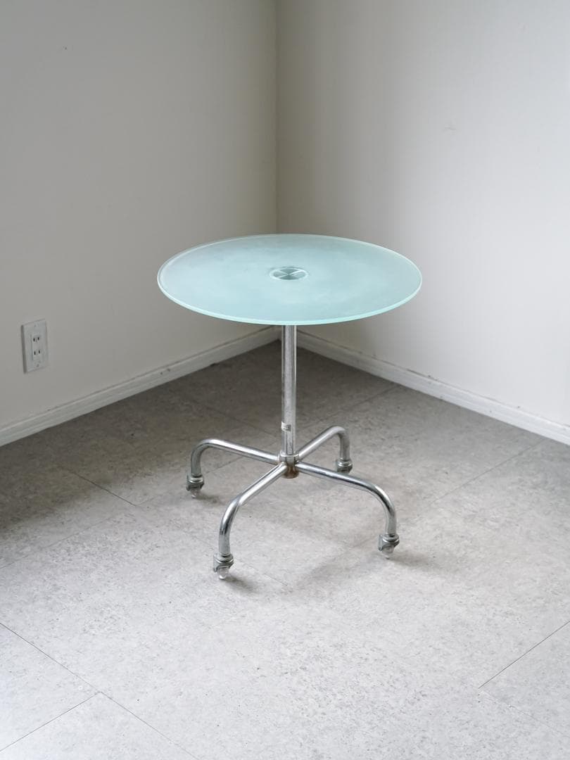 ヴィンテージ アイアン 昇降式ガラステーブル　ミッドセンチュリー モダン ミッドセンチュリー スペースエイジ センターテーブル ガラステーブル