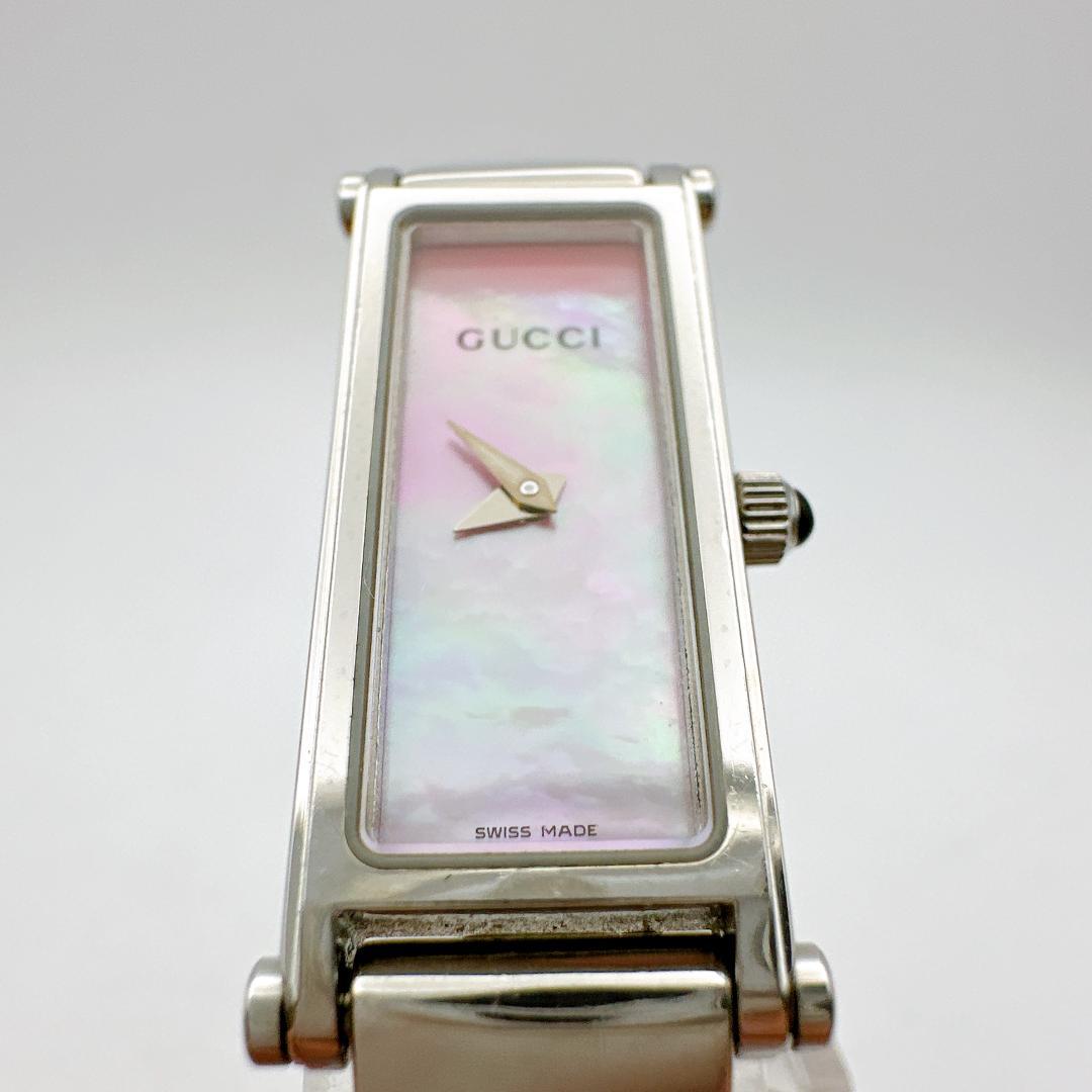 美品 稼動 GUCCI グッチ 1500L レディース腕時計 ピンクシェル 希少