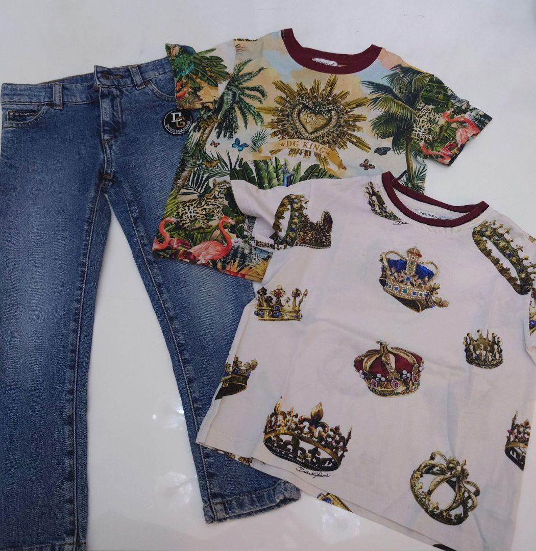 Dolce＆Gabbana Tシャツ・ジーンズ　3点セット Short-sleeved T-shirt with DG logo print in Black for Men