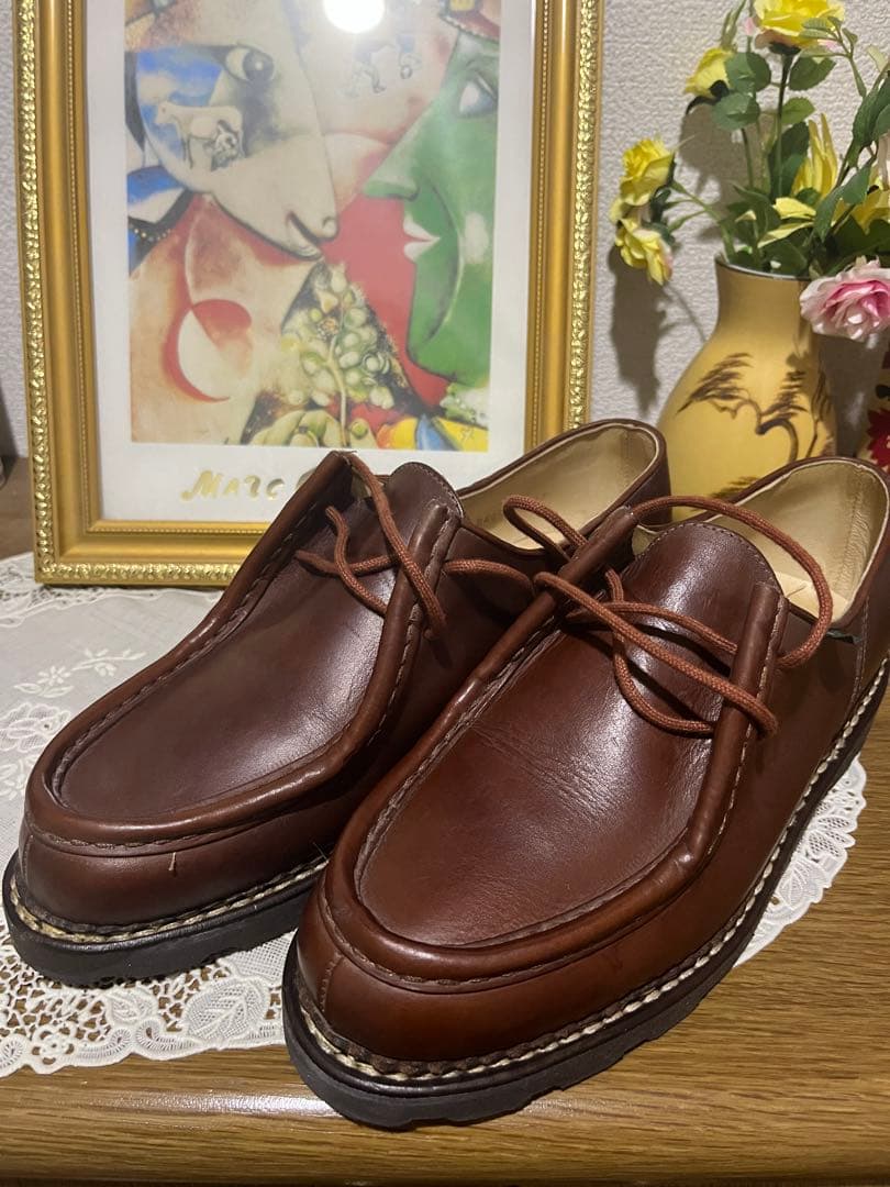 【美品】パラブーツ ミカエル 40.5 マロン レザー チロリアンシューズ Paraboot（パラブーツ） ミカエル MICHAEL MARRON レザーシューズ