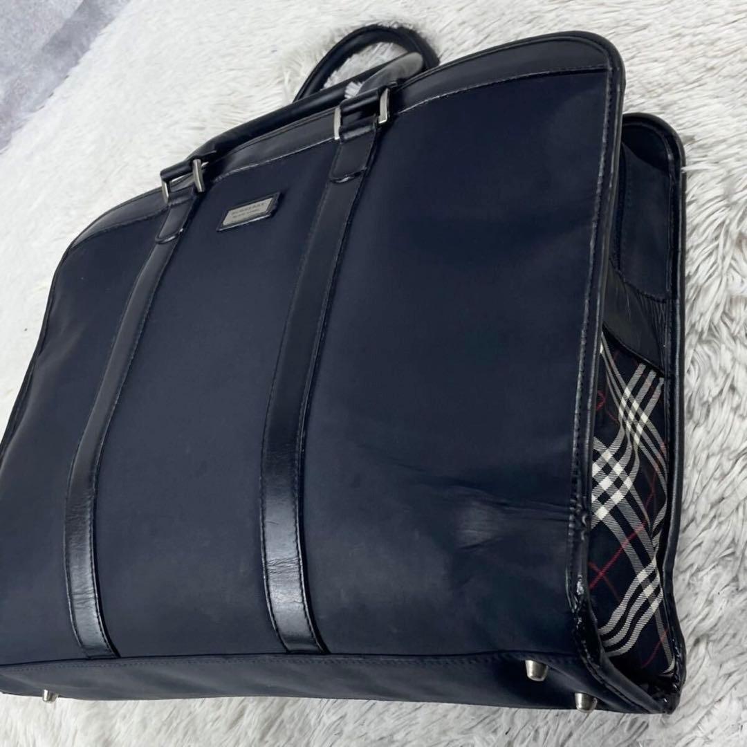 バーバリーブラックレーベル ビジネスバッグ 黒 レザー サイドノバ