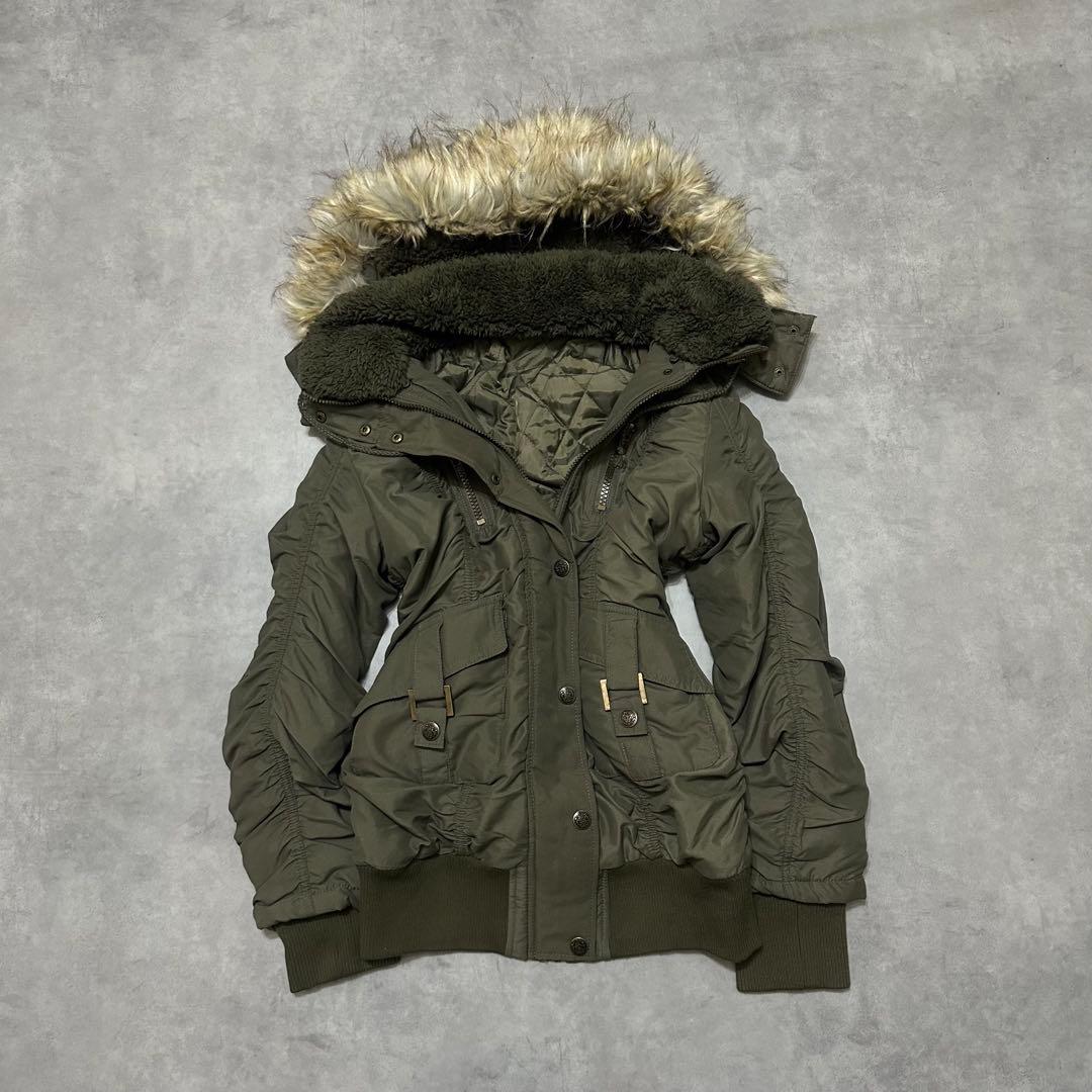平成ギャル y2k フード ファー付きミニタリーモッズコート フェアリー