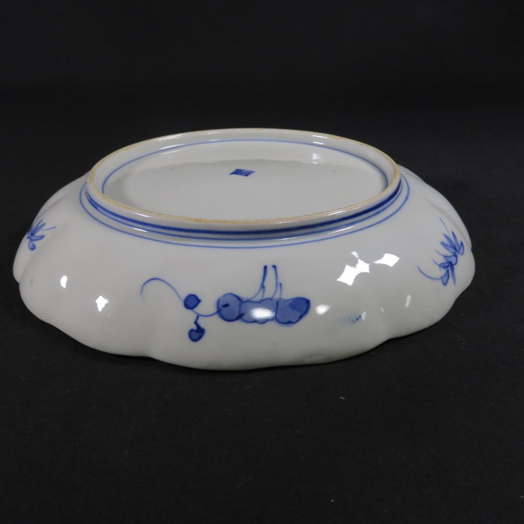 中皿 染付 色絵 風景 山水 古伊万里 銘 富 舟 山 家屋 - メルカリ