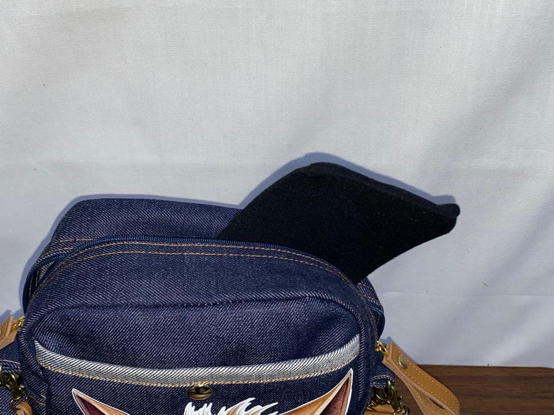 男女兼用☆岡山デニム♪ステンシル☆トラネコ☆Sサイズ☆3wayボストン 男女