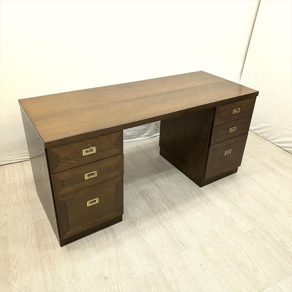 両袖机　書斎机　学習机　勉強机　作業台　デスク　パソコンデスク　鍵付き　木製 ma101-0002-0.jpg