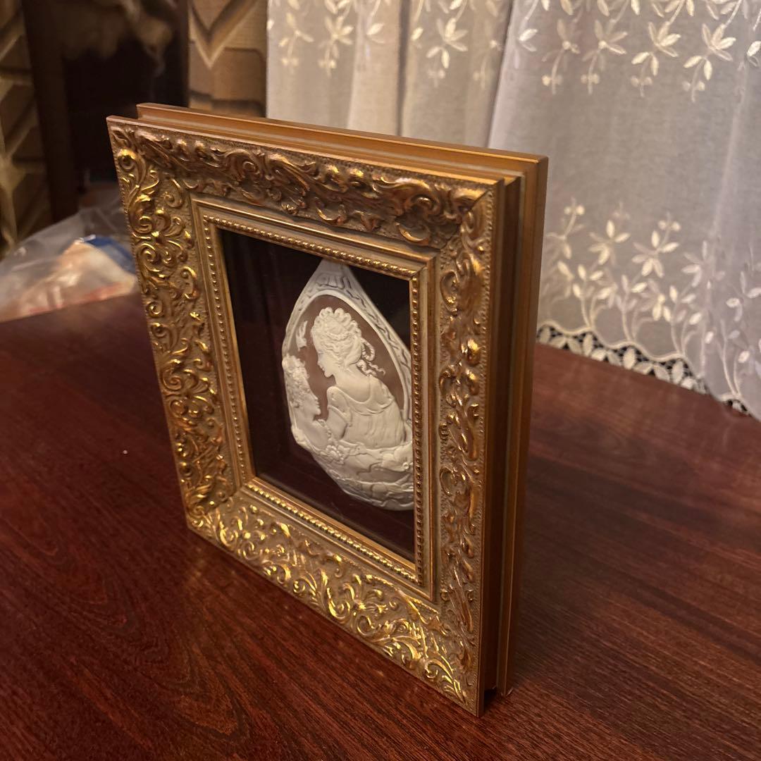 《美品》額装 カメオ 彫刻作品 伝統工芸品 額縁