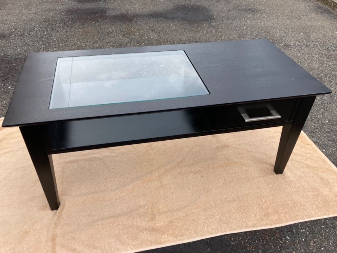 特価❗️大塚家具　木製リビングテーブルガラス天板　モダン黒ローテーブル 引き出し 楽天市場】ガラス天板ローテーブル リビングテーブル センターテーブル