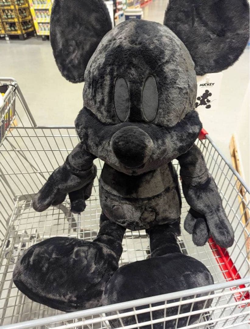 コストコ ブラック ミッキー ぬいぐるみ ビッグ ブランケット 100cm