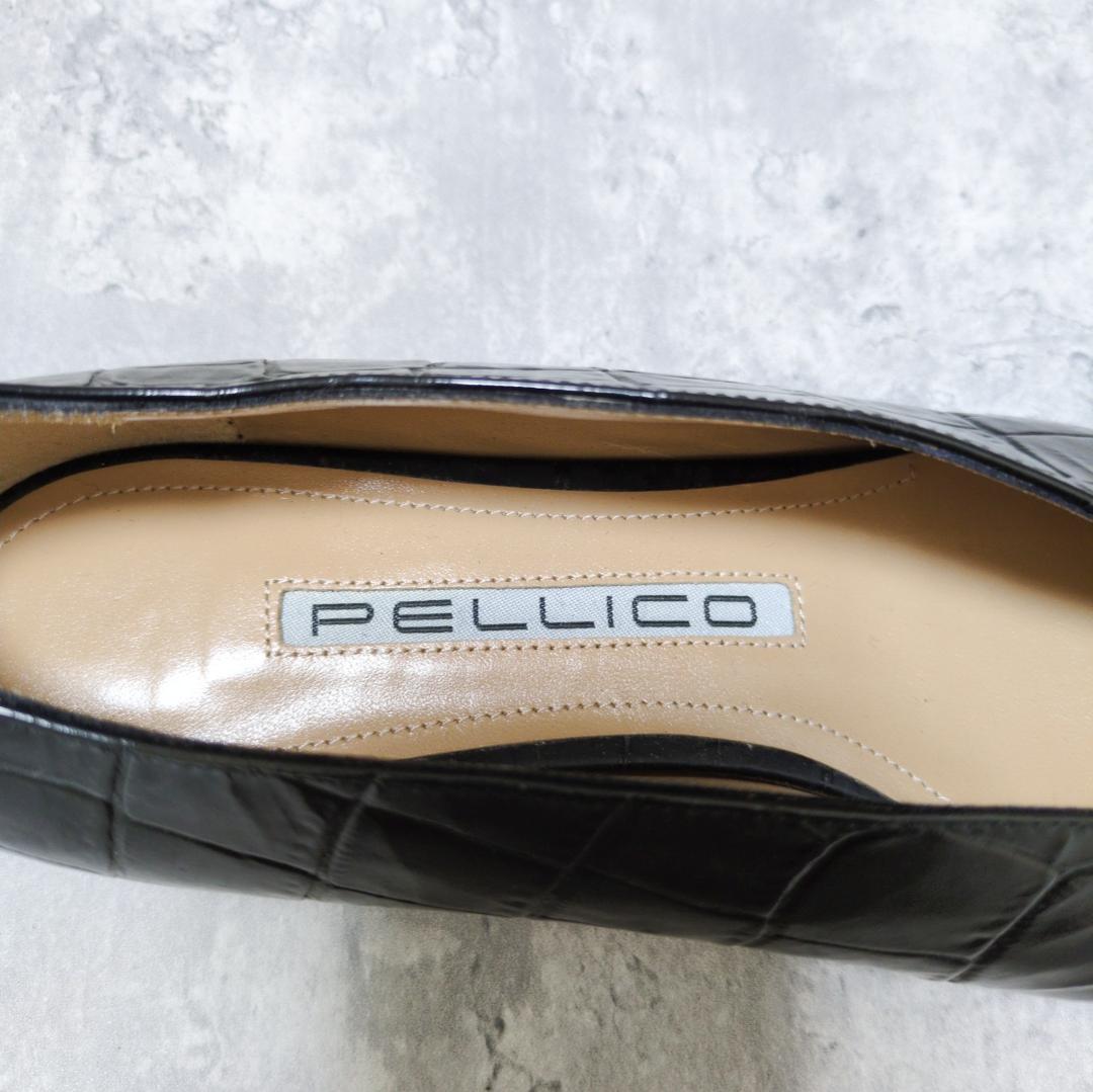 美品】PELLICO フラットシューズ クロコ ソフト Vカット レザー 36