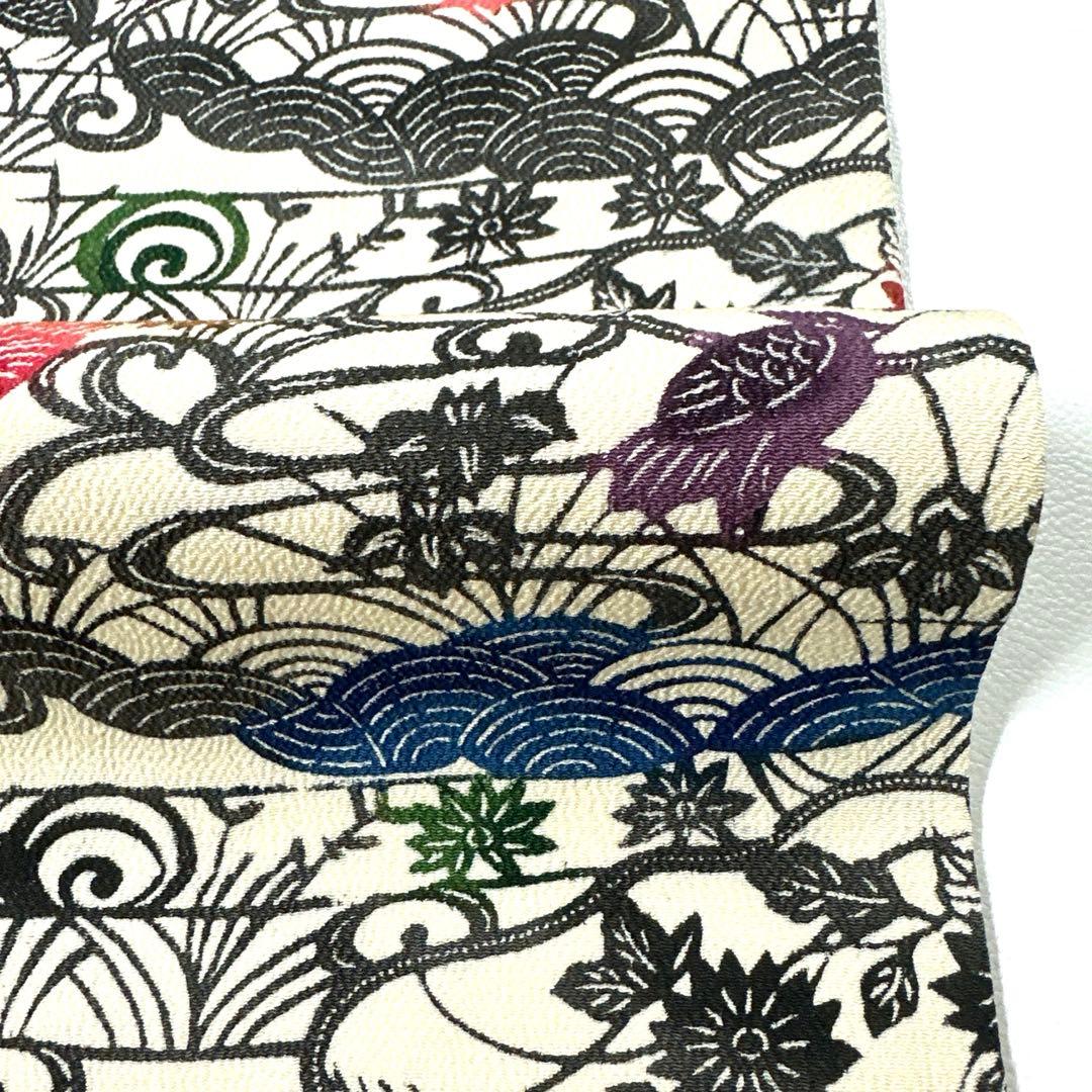 帯6565 ○沖縄県指定重要無形文化財 本場琉球紅型 高級 正絹 全通