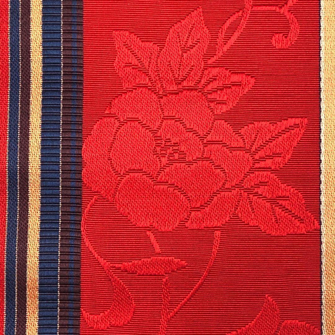 半幅帯 本場筑前博多織 証紙付 縦縞に花柄模様 茜色 D-2053 - メルカリ
