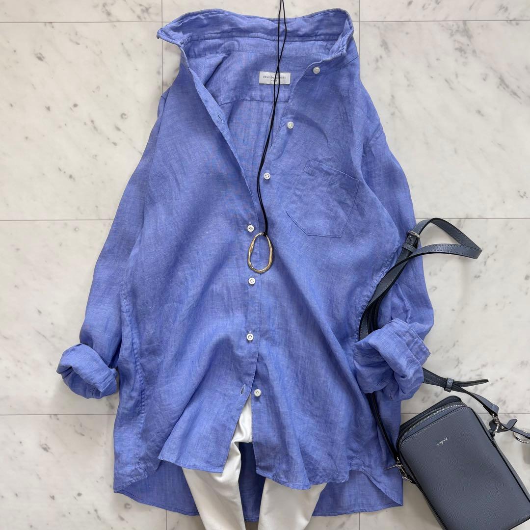 美品♪ドゥーズィエムクラス リネンワイヤーウォッシュシャツ 襟