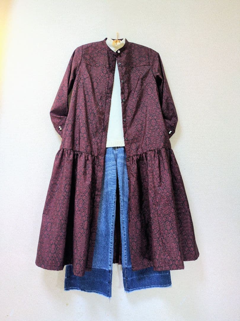 着物リメイク 大島紬 正絹 ワンピース 楽ちん細見えすっきり ジレ