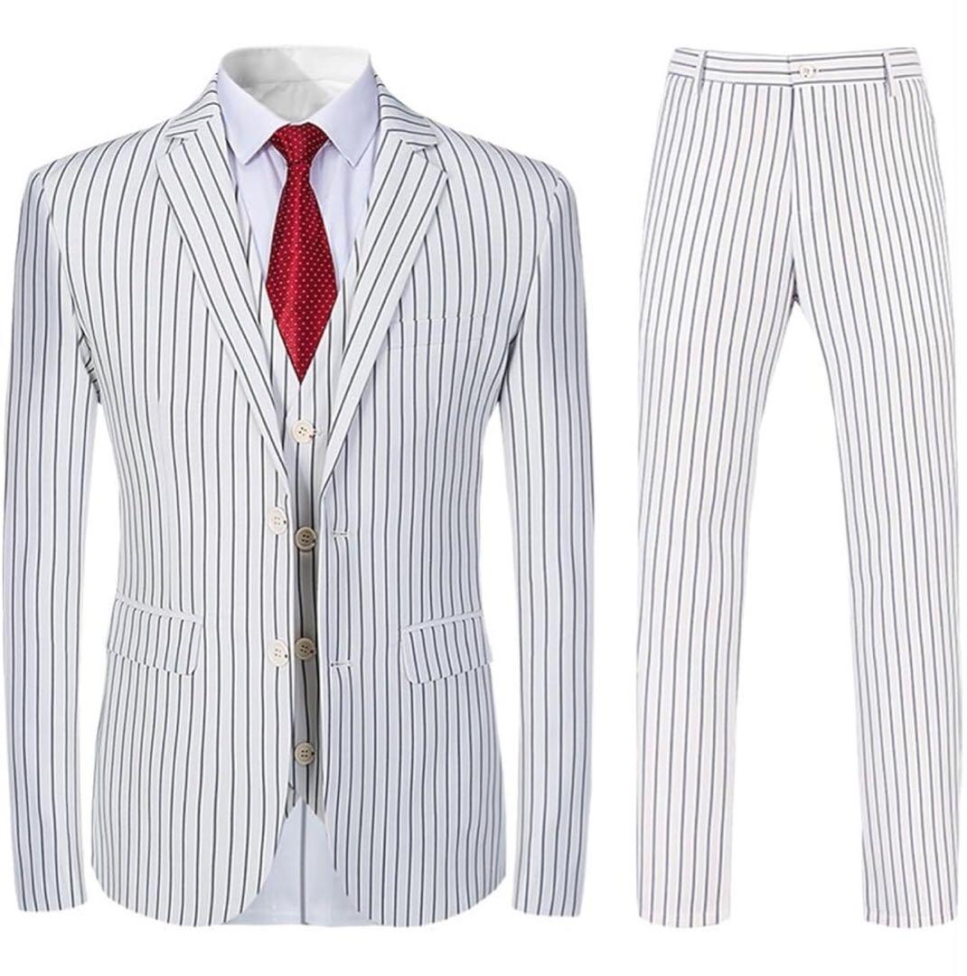 桃源暗鬼 桃太郎機関 コスプレ ストライプ スリーピーススーツ L