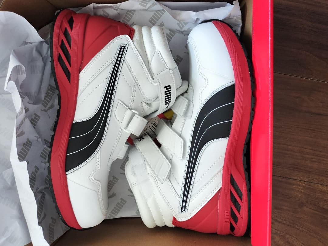 PUMA 安全靴 ライダー 2.0 ミッド 25.0cm ホワイト/レッド