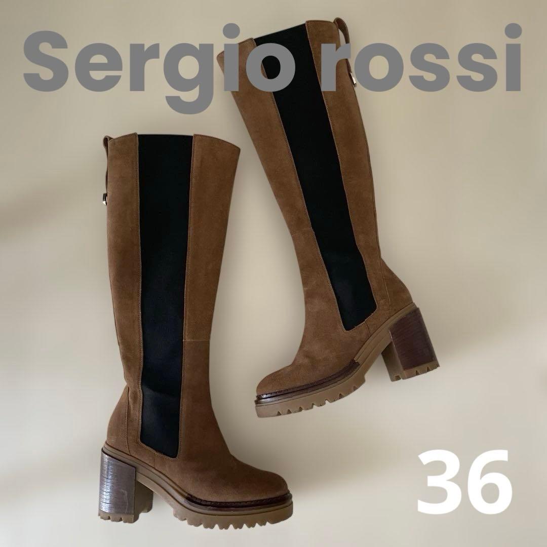 セルジオロッシ サイドゴア スエード ロングブーツ 36 - メルカリ