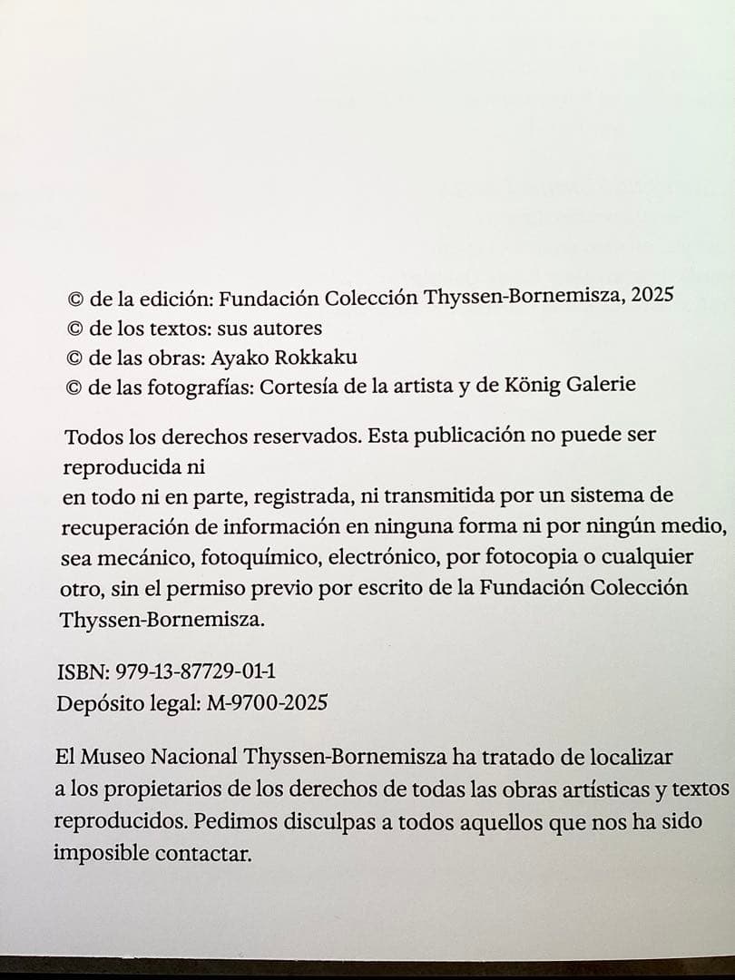 ロッカクアヤコ個展 スペイン国立ティッセ ン = ホルネミッサ美術館/極