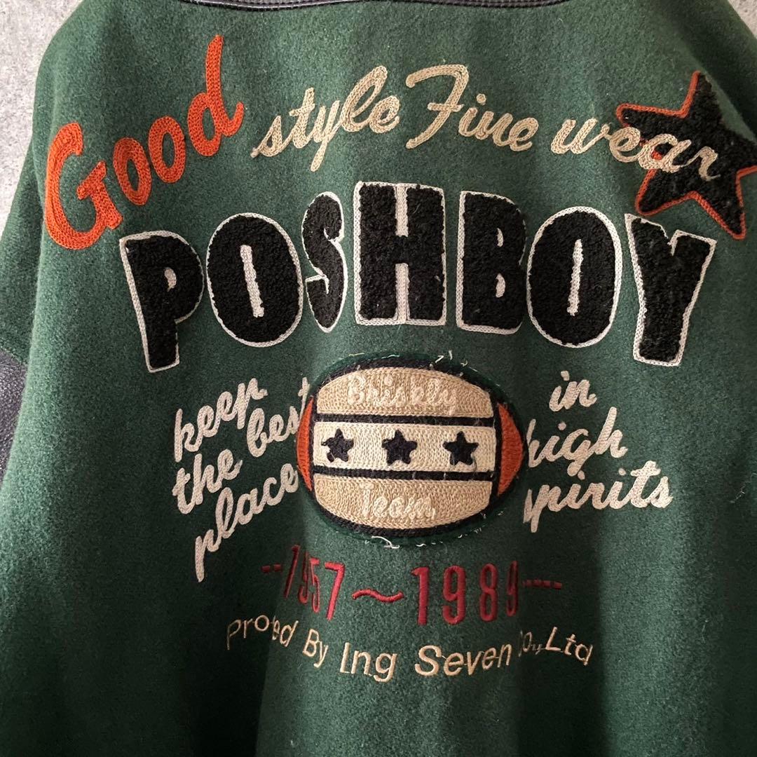 好配色】POSH BOY ポッシュボーイ スタジャン レザー ウール ワッペン