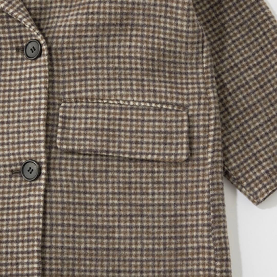 新品未使用タグ付 ミラオーウェン 衿ストラップハーフ丈リバーPコート