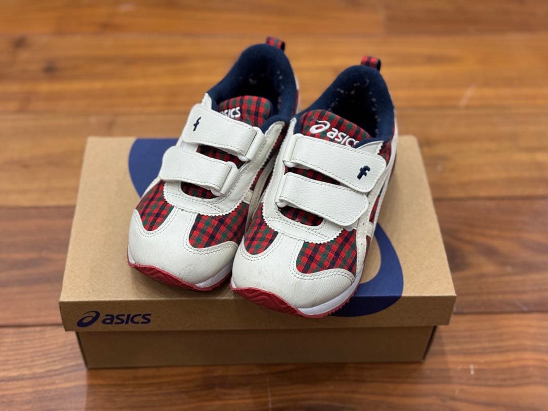 19.5cm】ファミリア asics チェック柄 スニーカー - メルカリ