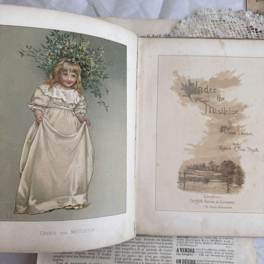 稀少1886年 美しいアンティーク絵本ヴィクトリアン洋書ジャンク