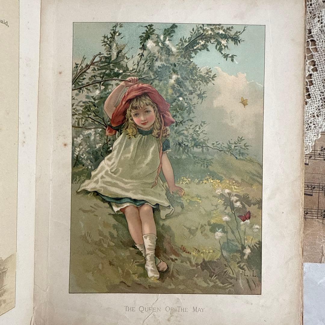 稀少1886年 美しいアンティーク絵本ヴィクトリアン洋書ジャンク