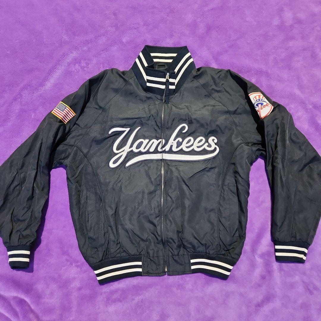 ヤンキース マジェスティック 90s 刺繍スタジャン XL ブラックネイビー