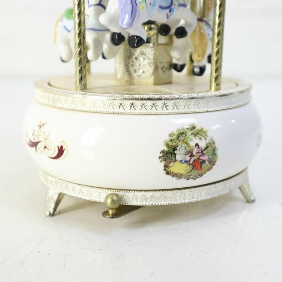 新品 サンキョーオルゴール 八十日間世界一周 メリーゴーランド 陶器製