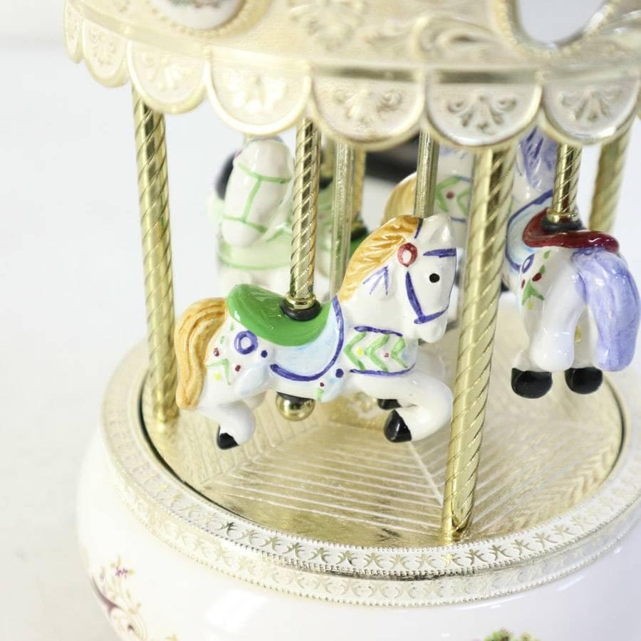 新品 サンキョーオルゴール 八十日間世界一周 メリーゴーランド 陶器製