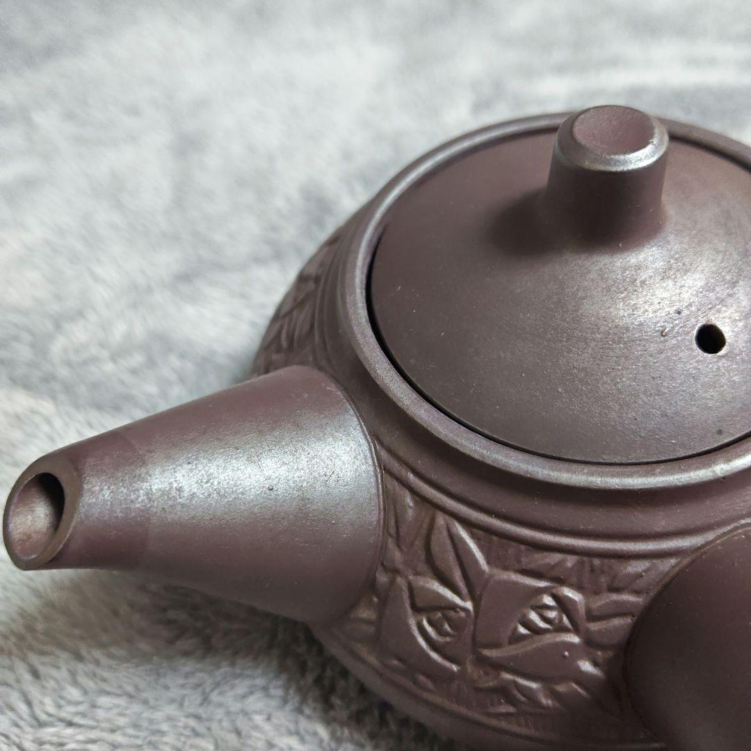 急須 萬古焼（ばんこやき）骨董品 茶道具 アンティーク 茶器 彫刻 骨董