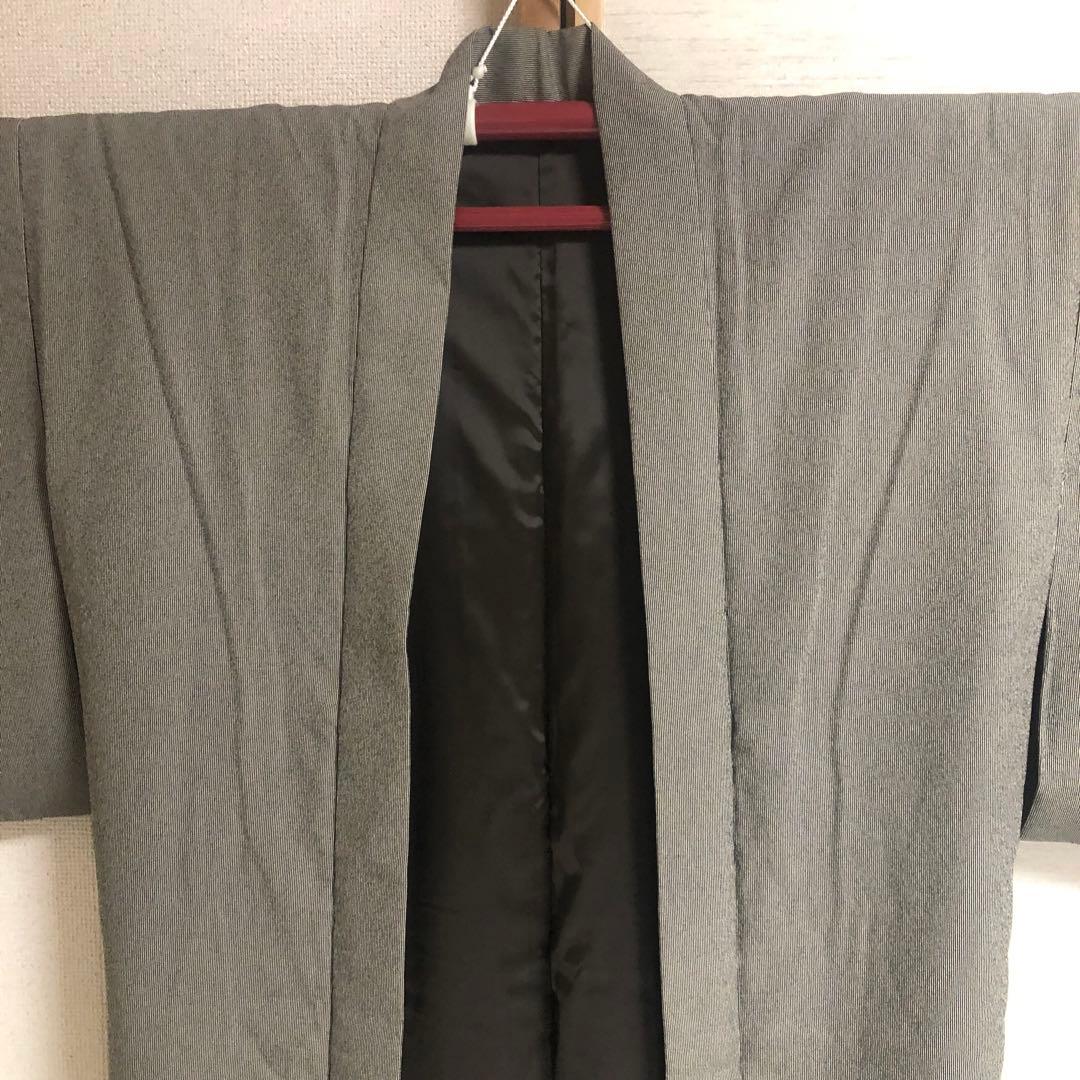 【未使用　トールサイズ】東レ　江戸　万筋　アンサンブル　裄丈70.5 身丈170