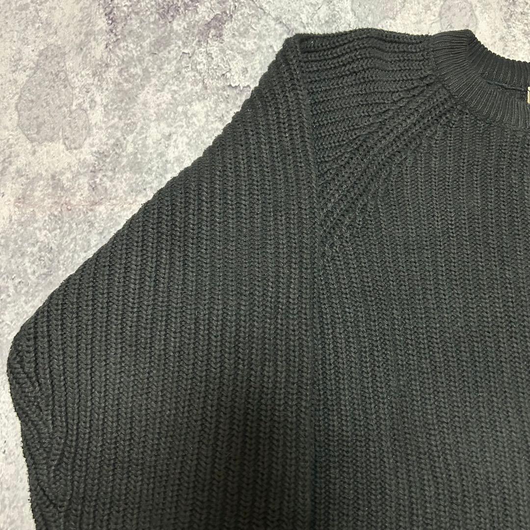 80s USA製 L.L.Bean コットン ニット 黒　畦編み　ヴィンテージ