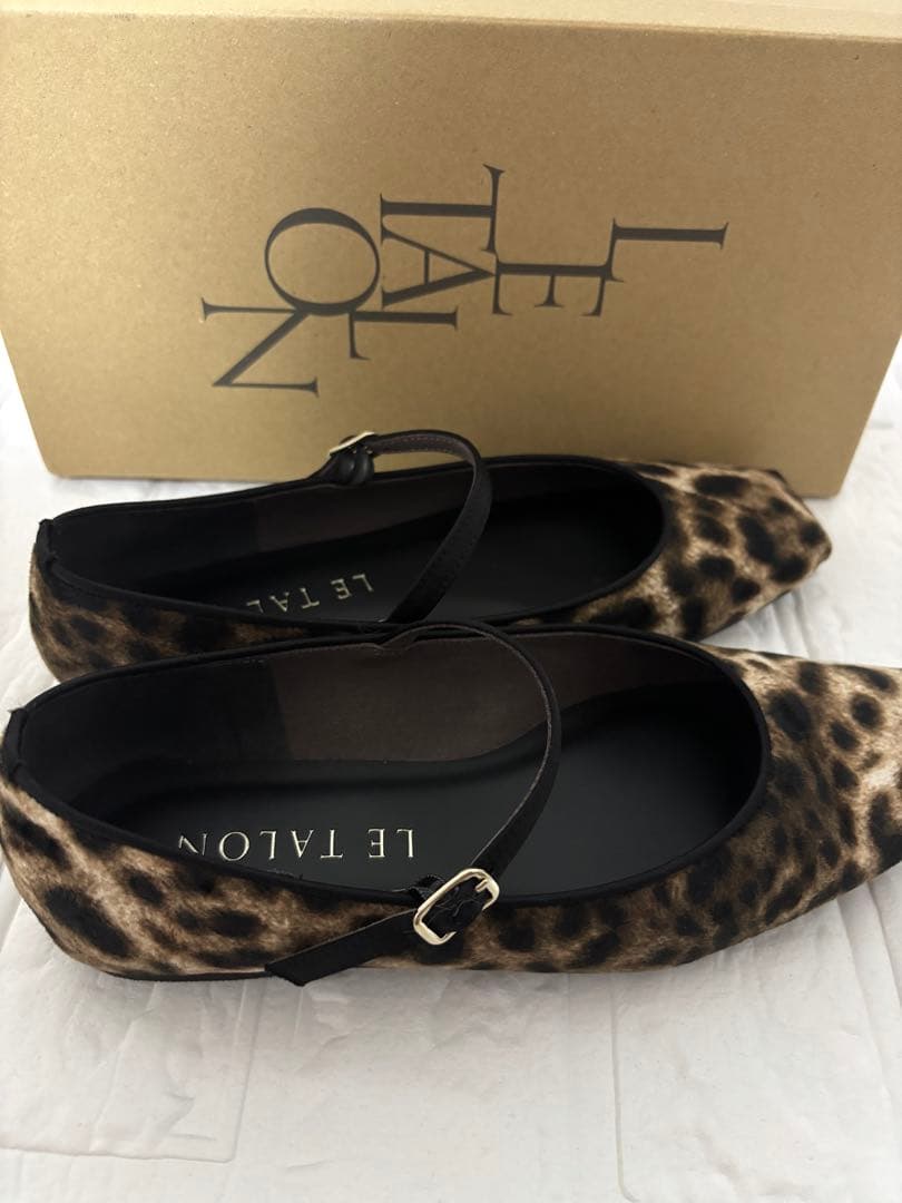 LE TALON ルタロン スクエアソフトメリージェーン ブラウン レオパード