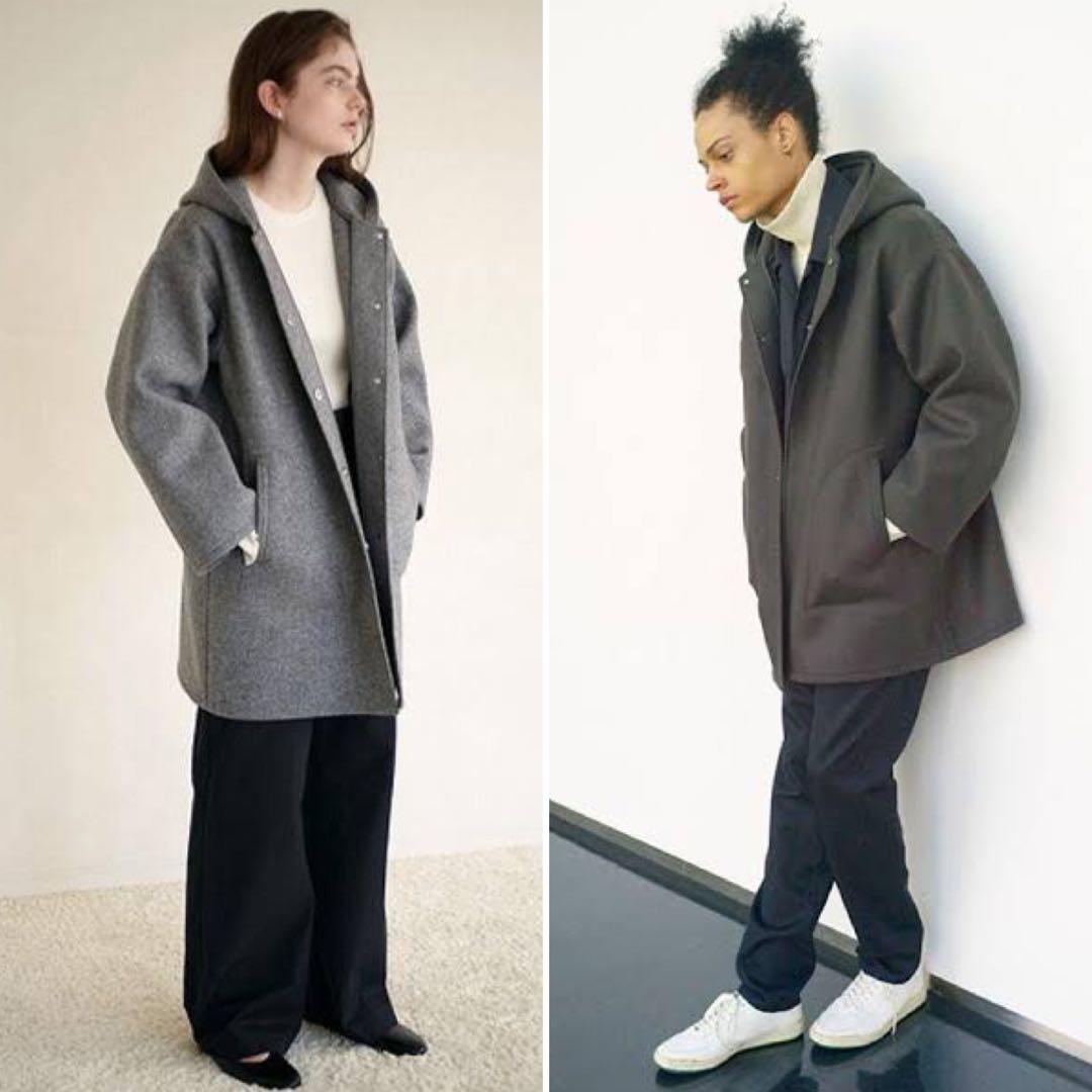 AURALEE ヘビーメルトン フーデッドコート グレー サイズ4 日本製