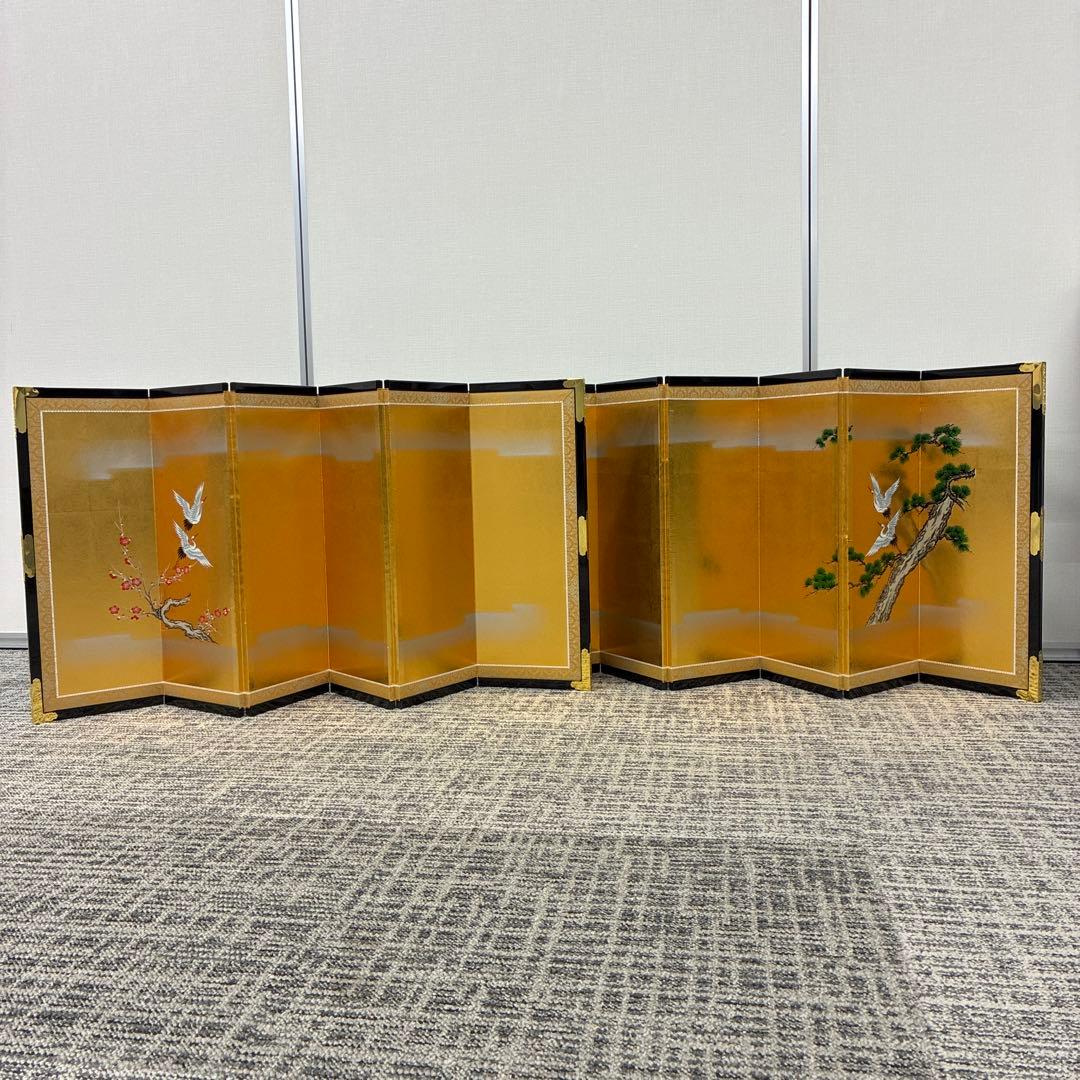 reⅠuお雛様金屏風 鶴、梅、松　超特特大 淡い桜色雛人形の四曲絹金屏風桜親王飾りの通販～選ばれるお店の雛人形