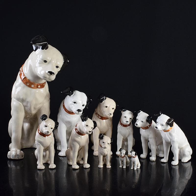 アンティーク 陶器製 ビクター犬 ニッパー君 大中小11点 M R7698B