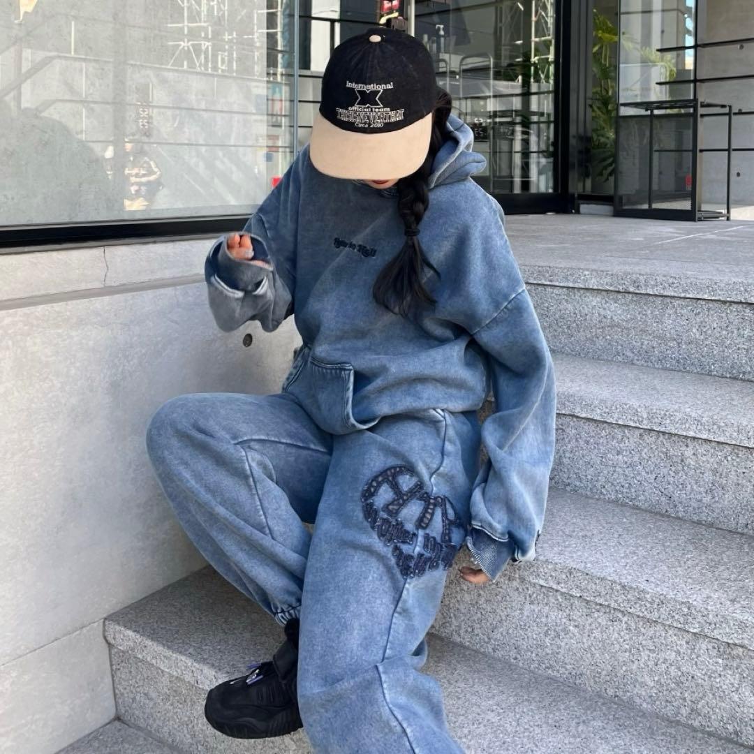 即完売品 hth ヴィンテージ セットアップ 上下 ネイビー スウェット