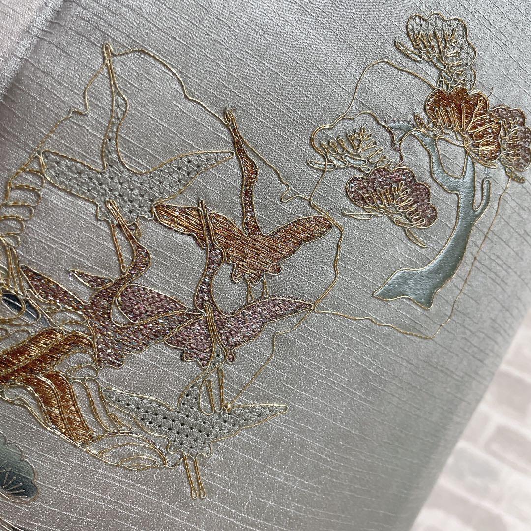 訪問着 フルセット 松 飛び立つ鶴 汕頭刺繍 綸子 金彩 入学式 P1