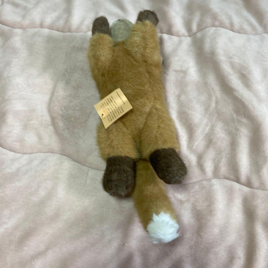 やまね工房 落合けいこ きつねの赤ちゃん 寝そべり ぬいぐるみ 中古品