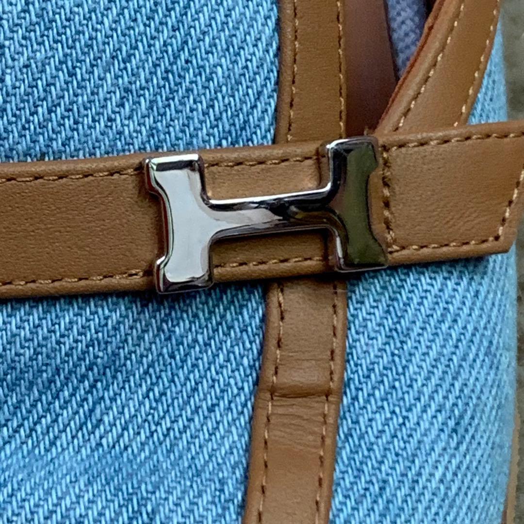 HERMES エルメス グルーピー デニム レザー サンダル 35 22.5cm