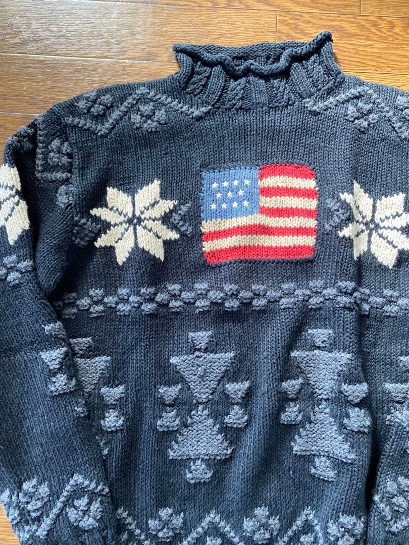 90s RALPH LAUREN POLO SPORT 星条旗 コットンニット 90's Ralph Lauren POLO SPORT 星条旗柄コットンニット - used&vintage