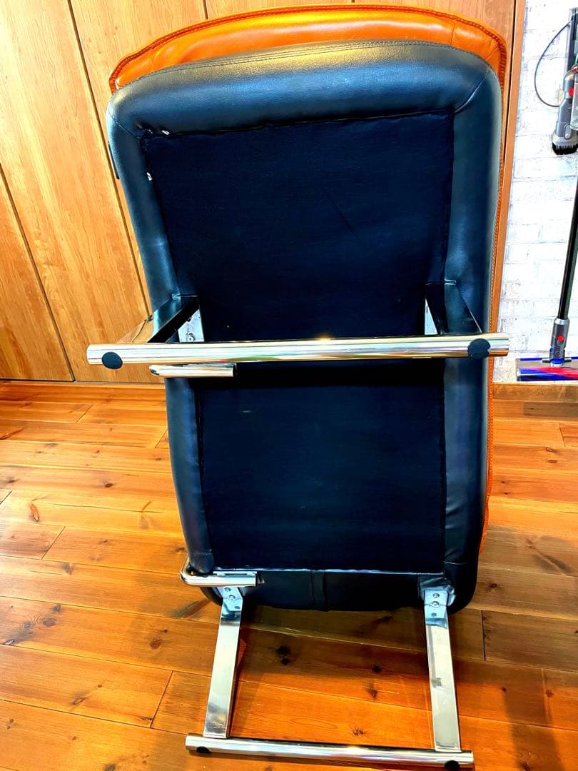 LURKEY/3段階快適リクライニングソファー/レザー/オレンジ 送料無料 美