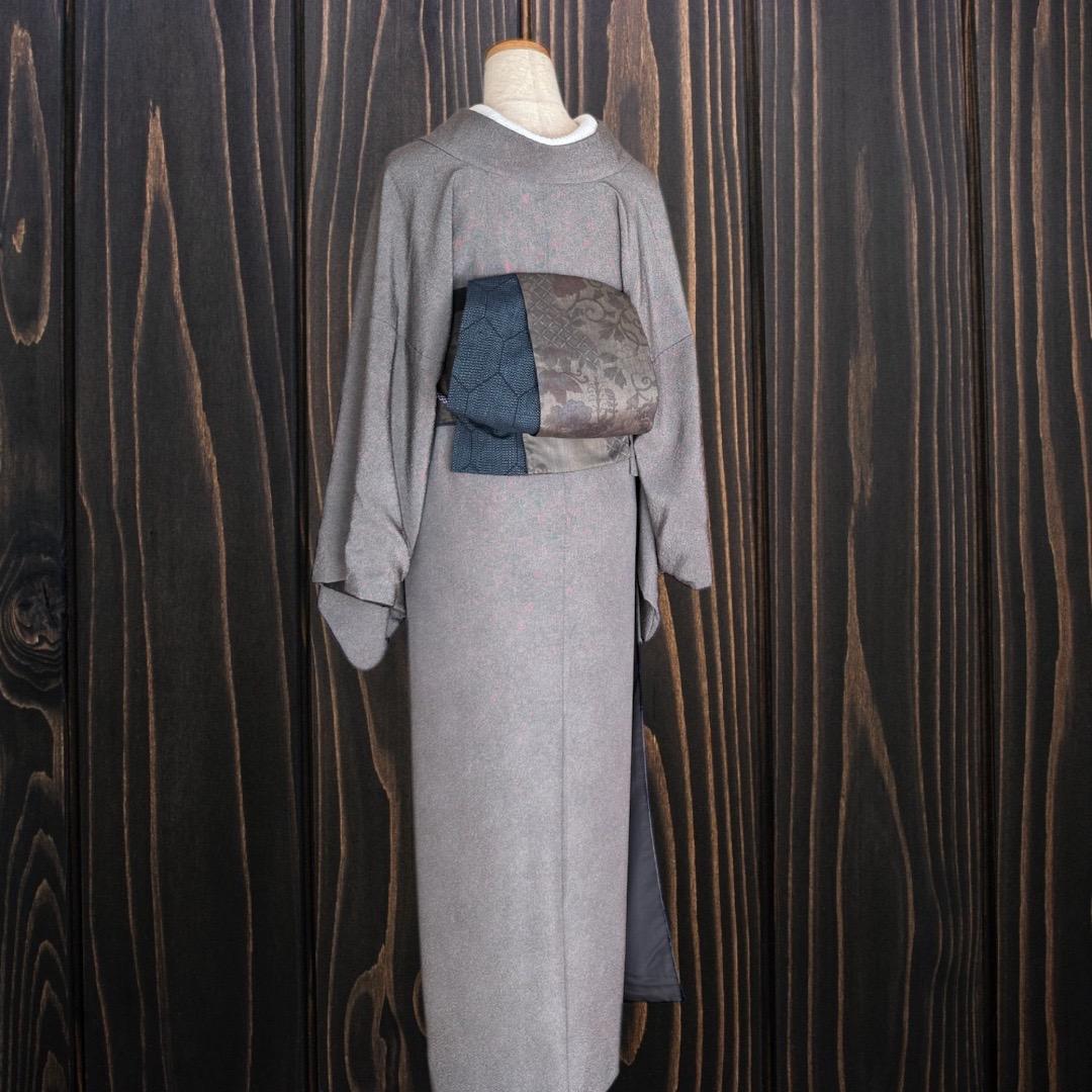 着物反物* 辻ヶ花大島と十日町紬亀甲 大人の兵児帯 半幅帯