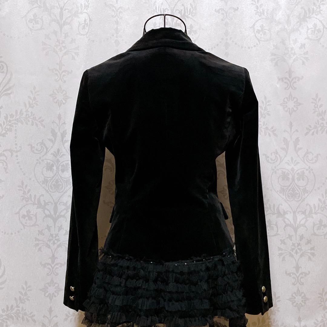 ベロア テーラードジャケット 黒 ダークコア パンク nana 平成ギャル